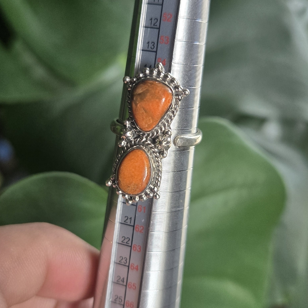 925 Silver and Orange Gemstone Ring - Picture 2 of 7